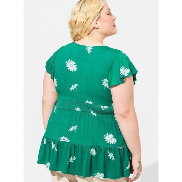 Torrid Super Soft Knit Green Tie Front Keyhole Babydoll Top Plus Size 3X (22/24) - Picture 2 of 12